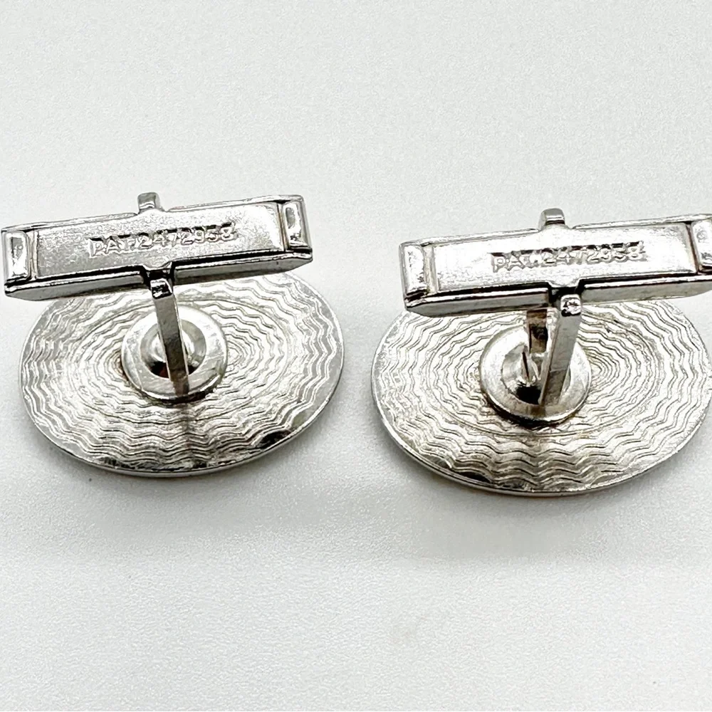 Vintage Silver Tone Swirl Design Oval Cufflinks